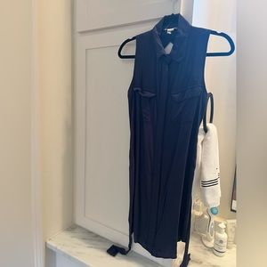 BCBG generation blue sleeveless button up dress with keyhole back